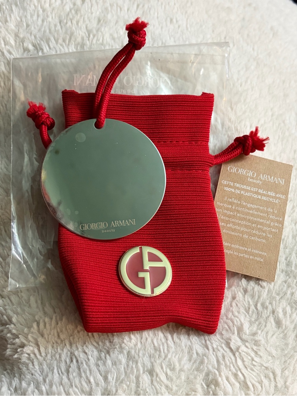 Giorgio Armani Beauty Red pocket Mirror & Drawstring pouch Set